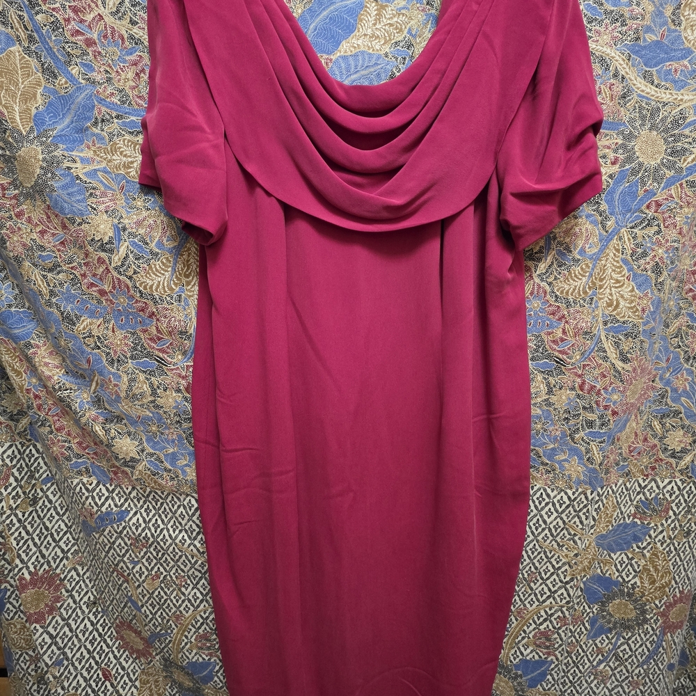 Chic Magenta Cowl Neck Dress